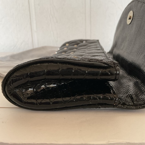 Stuart Weitzman RARE woven Leather Rhinestone Clutch - Picture 13 of 16